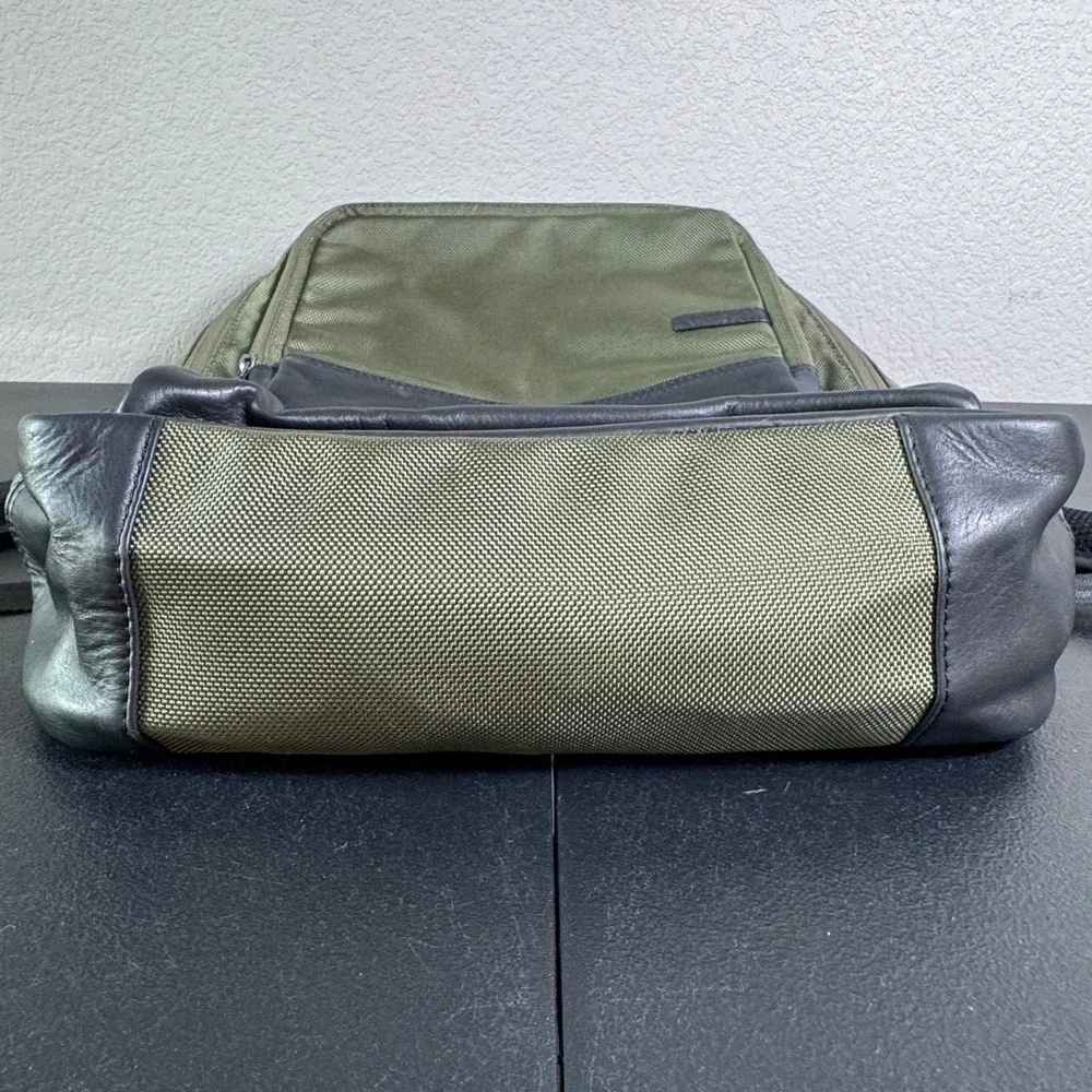 Boconi Olive Green Ballistic Nylon Leather Trim Laptop Backpack Professional Bag